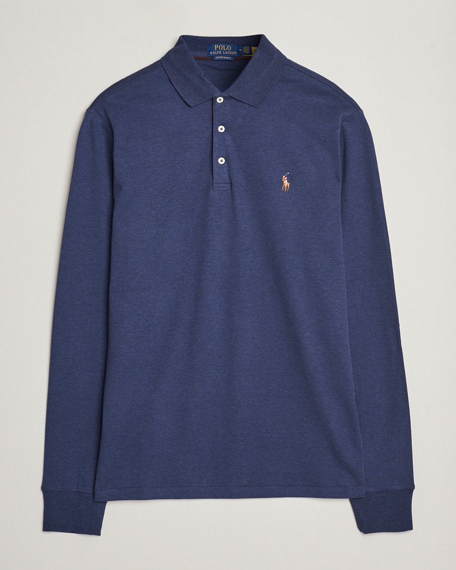 Herr | Polo Ralph Lauren | Polo Ralph Lauren Pima Cotton Custom Fit LS Polo Spring Navy Heather
