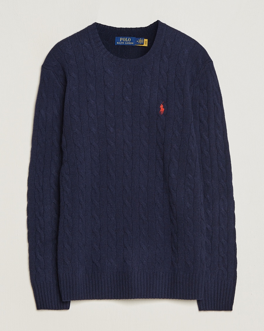 Herr | Polo Ralph Lauren | Polo Ralph Lauren Wool/Cashmere Cable Crew Neck Hunter Navy