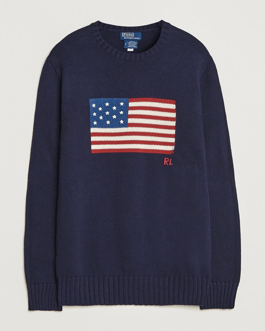 Herr | Polo Ralph Lauren | Polo Ralph Lauren Cotton Knitted Flag Sweater Hunter Navy