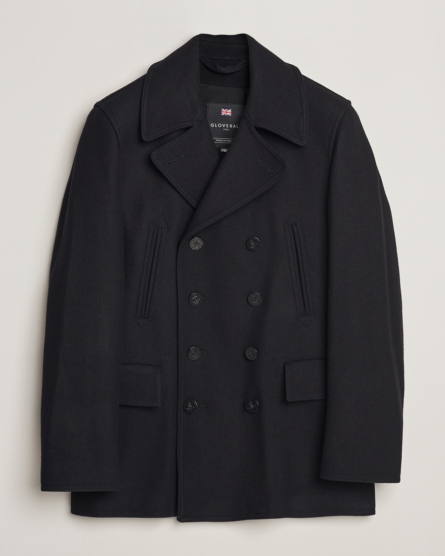 Herr | Gloverall | Gloverall Churchill Reefer Peacoat Black