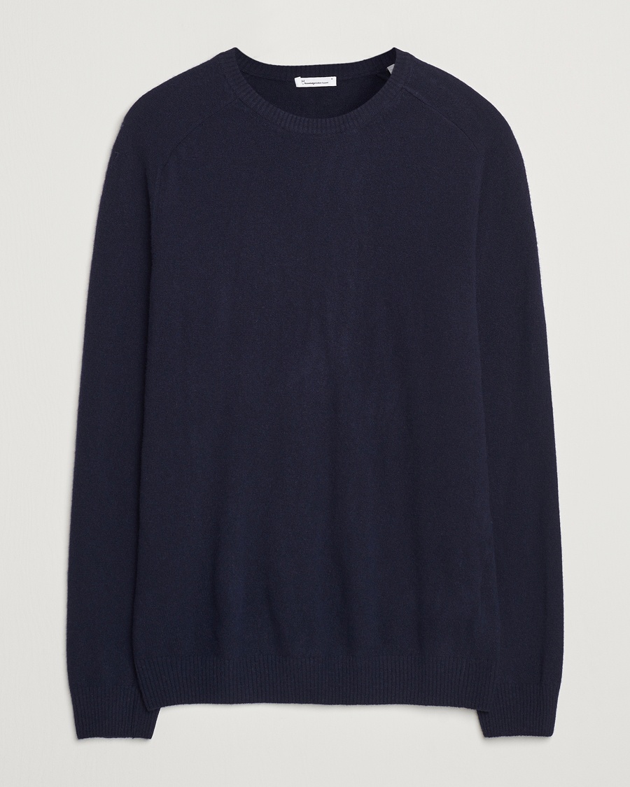 Herr | KnowledgeCotton Apparel | KnowledgeCotton Apparel Lambswool Roundneck Navy
