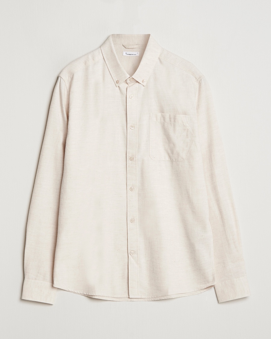 Herr | KnowledgeCotton Apparel | KnowledgeCotton Apparel Regular Fit Melange Flannel Shirt Greish