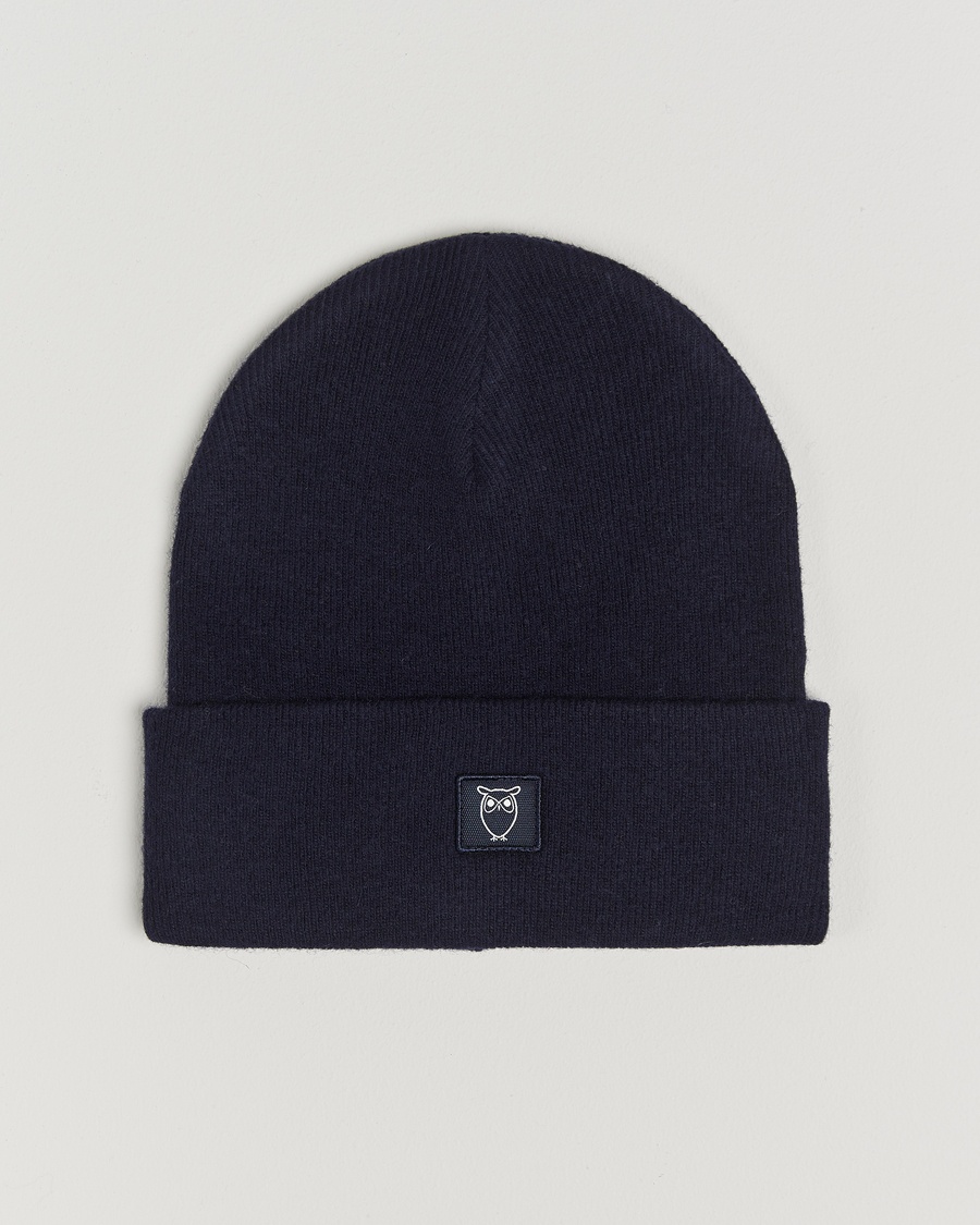 Herr | KnowledgeCotton Apparel | KnowledgeCotton Apparel Double Layer Wool Beanie Navy
