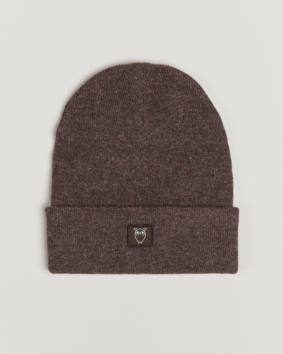 Herr | KnowledgeCotton Apparel | KnowledgeCotton Apparel Double Layer Wool Beanie Brown Melange