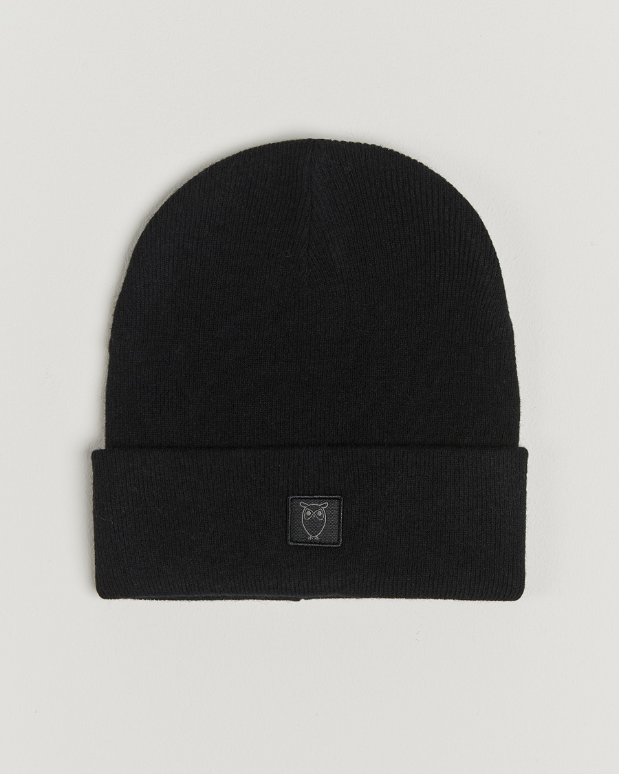 Herr | KnowledgeCotton Apparel | KnowledgeCotton Apparel Double Layer Wool Beanie Black