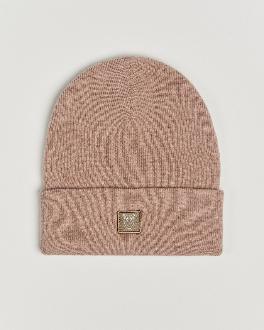 Herr | KnowledgeCotton Apparel | KnowledgeCotton Apparel Double Layer Wool Beanie Light Beige