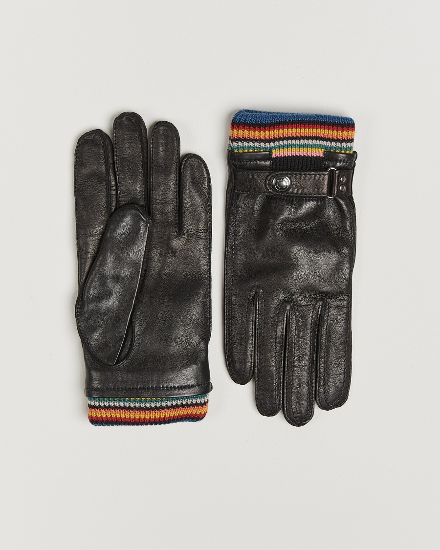 Herr | Paul Smith | Paul Smith Signature Stripe Cuff Leather Glove Black