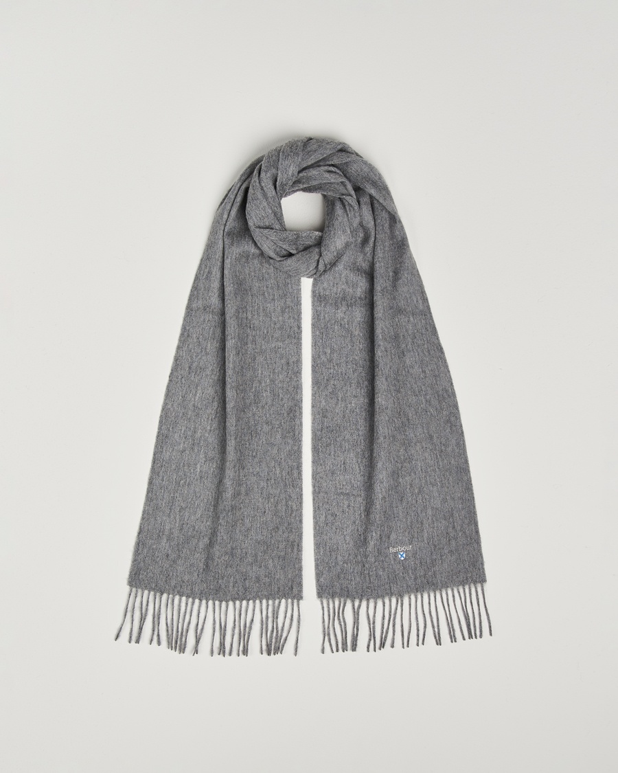 Herr | Barbour Lifestyle | Barbour Lifestyle Plain Lambswool Scarf Light Grey Marl