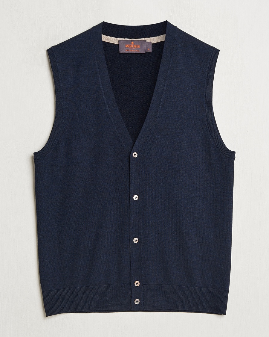 Herr | Morris | Morris Merino Slipover Vest Navy
