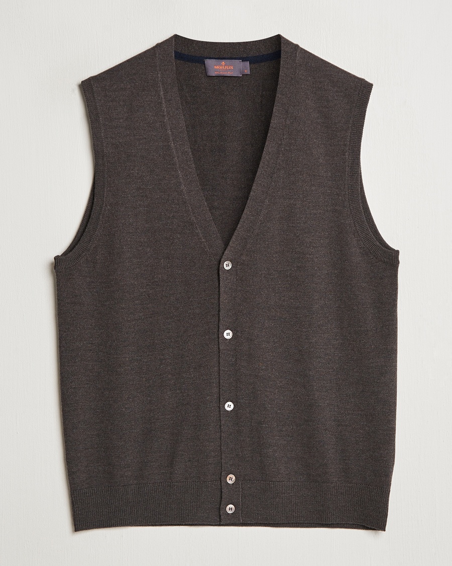 Herr | Morris | Morris Merino Slipover Vest Brown