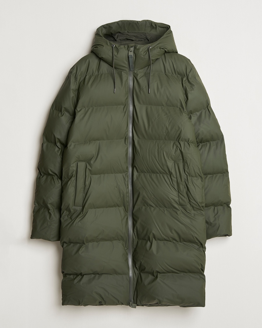 RAINS Alta Long Puffer Parka Green – Grön