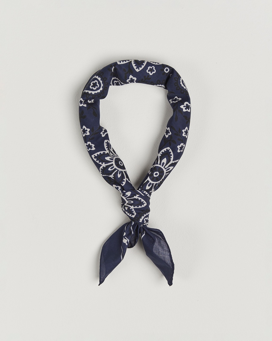 Drake's Classic Paisley Bandana Navy – Blå