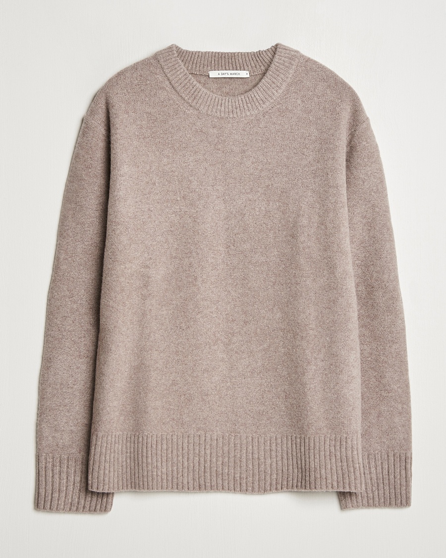Herr | A Day's March | A Day's March Tietar Boiled Merino Sweater Taupe Melange