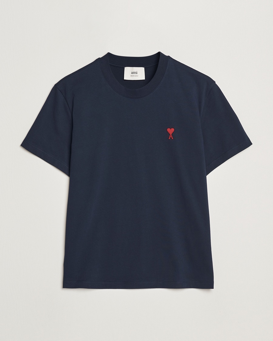 AMI Heart Logo T-Shirt Navy – Blå
