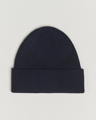 Herr | Amanda Christensen | Amanda Christensen Rib Knitted Merino Wool Cap Navy