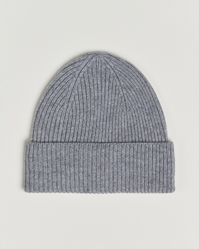 Herr | Amanda Christensen | Amanda Christensen Rib Knitted Merino Wool Cap Light Grey Melange