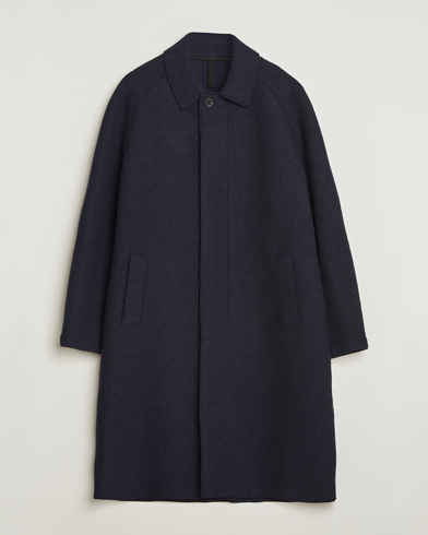 Herr | Harris Wharf London | Harris Wharf London Boiled Wool Fly Front Balmacan Coat Navy