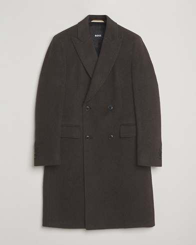 Herr | BOSS BLACK | BOSS BLACK Hyde Wool/Alpaca Double Breasted Coat Dark Brown