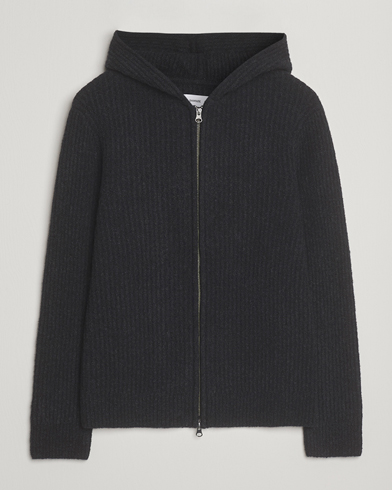 Herr | Samsøe Samsøe | Samsøe Samsøe Koji Knitted Full Zip Hoodie Black Melange