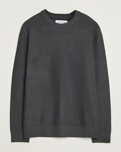 Herr | Samsøe Samsøe | Samsøe Samsøe Dem Structured Knitted Crew Neck Black Oyster