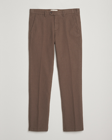 Herr | GANT | GANT Slim Fit Cotton Herringbone Trousers Rich Brown