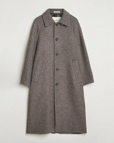 Herr | GANT | GANT Wool Balmacaan Houndstooth Coat Deep Brown