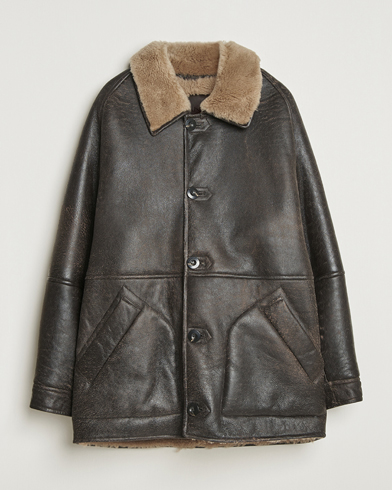Herr | GANT | GANT Worn In Leather Shearling Jacket Deep Brown