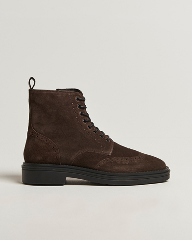 Herr | GANT | GANT Boggar Suede Brouge Boot Espresso Brown