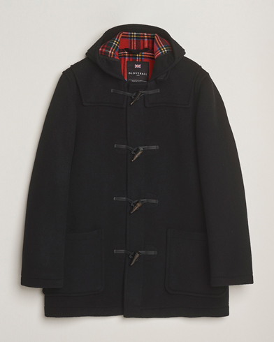 Herr | Gloverall | Gloverall Mid Length Duffle Coat Black/Royal Stewart