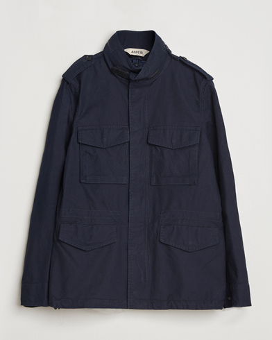 Herr | Aspesi | Aspesi Lined Cotton Field Jacket Navy