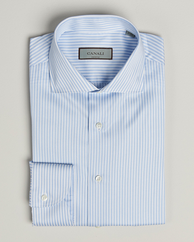 Herr | Canali | Canali Slim Fit Cotton Shirt Light Blue Stripe