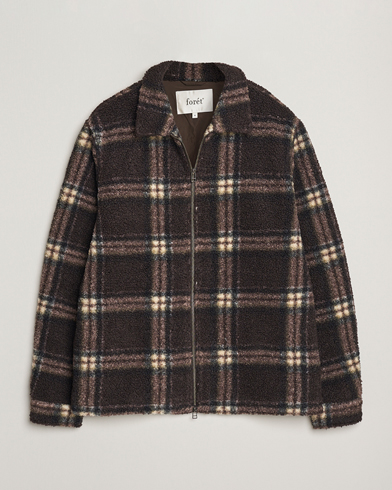 Herr | Forét | Forét Cabin Check Zip Fleece Brown
