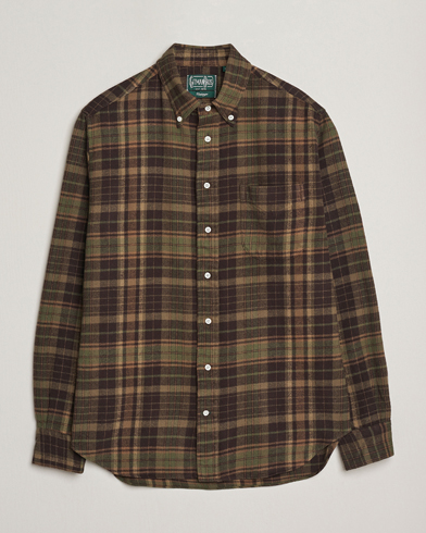 Herr | Gitman Vintage | Gitman Vintage Brushed Winter Madras Button Down Shirt Brown/Olive