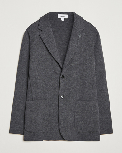 Herr | Lardini | Lardini Knitted Wool Blazer Dark Grey