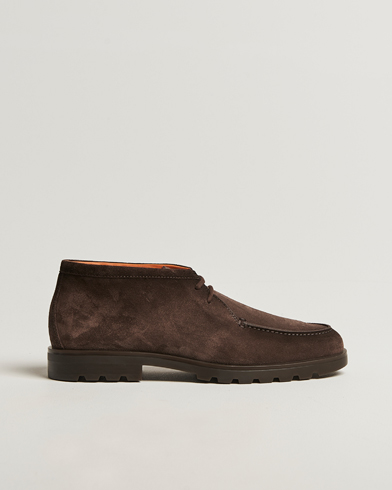 Herr | Santoni | Santoni Winter Chukka Boots Dark Brown Suede