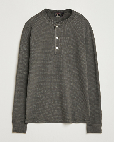 Herr | RRL | RRL Long Sleeve Henley Faded Black