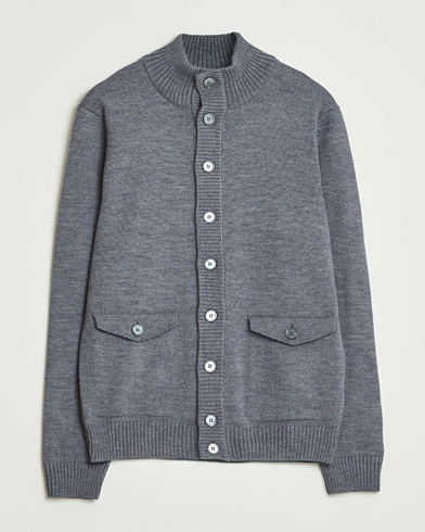 Herr | Stenströms | Stenströms Chunky Knitted Merino Cardigan Grey