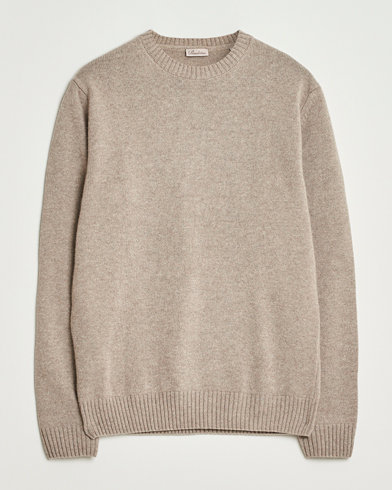 Herr | Stenströms | Stenströms Brushed Merino Crew Neck Light Brown
