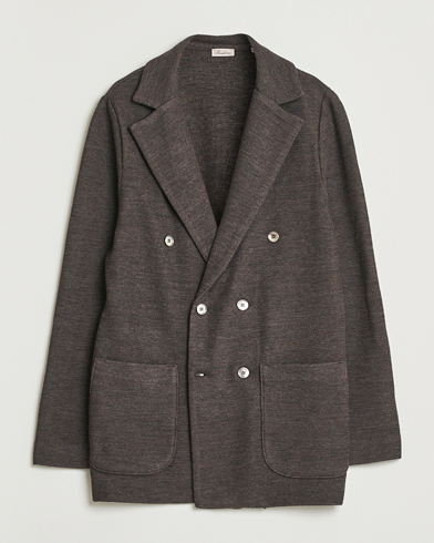 Herr | Stenströms | Stenströms Milano Knitted DB Textured Blazer Dark Brown