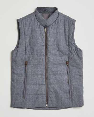 Herr | Stenströms | Stenströms Wool Alcantara Detail Light Padded Vest Grey
