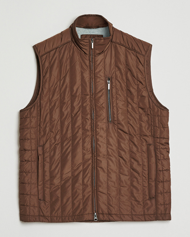 Herr | Stenströms | Stenströms Nylon Quilted Light Padded Vest Brown