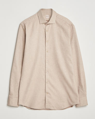 Herr | Stenströms | Stenströms Regular Fit Cut Away Flannel Shirt Beige