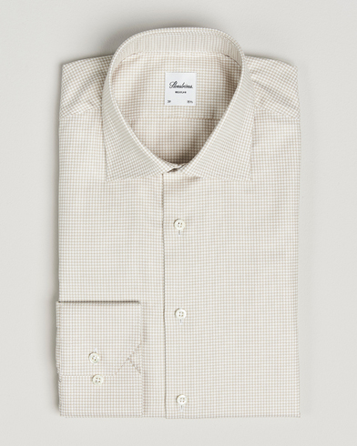 Herr | Stenströms | Stenströms Regular Fit Houndstooth Cut Away Shirt Beige