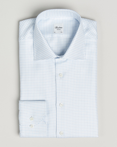Herr | Stenströms | Stenströms Regular Fit Diagonal Check Shirt Light Blue