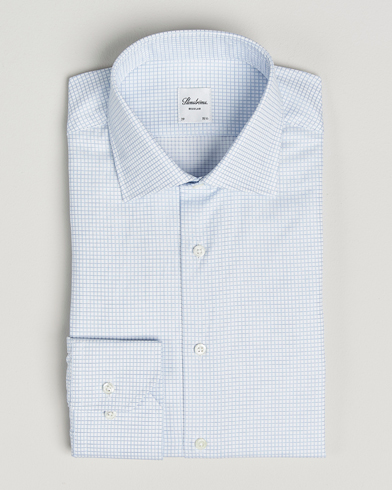 Herr | Stenströms | Stenströms Regular Fit Small Check Cut Away Shirt White