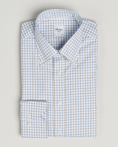 Herr | Stenströms | Stenströms Regular Fit Overcheck Button Down Shirt White