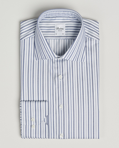 Herr | Stenströms | Stenströms Regular Fit Striped Cut Away Shirt Blue