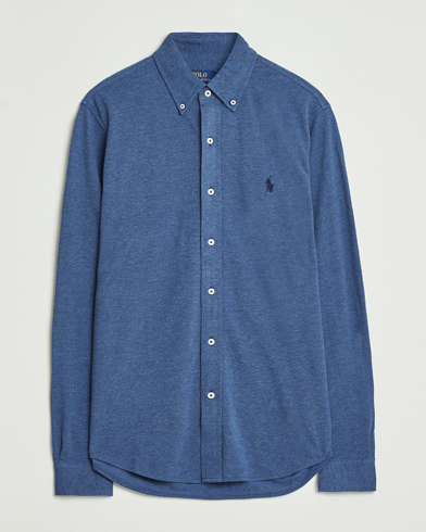 Herr | Polo Ralph Lauren | Polo Ralph Lauren Featherweight Mesh Shirt Derby Blue Heather