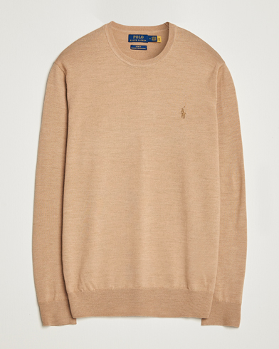 Herr | Polo Ralph Lauren | Polo Ralph Lauren Merino Crew Neck Pullover Camel Melange