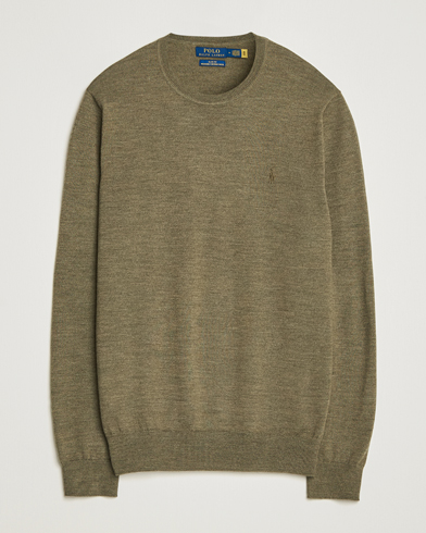 Herr | Polo Ralph Lauren | Polo Ralph Lauren Merino Crew Neck Pullover Cargo Olive Heather